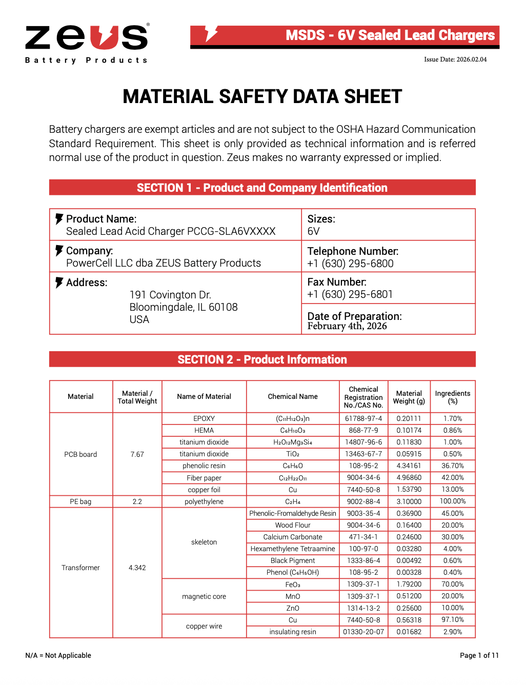 6V Sealed Lead Chargers