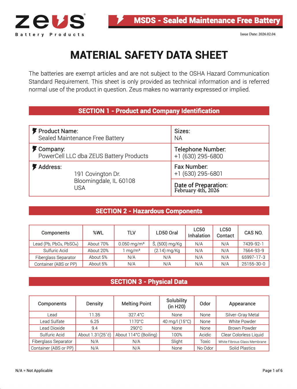 Sealed Maintenance Free Battery